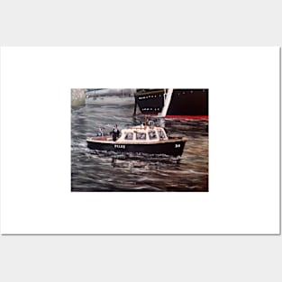 OLD STYLE POLICE DUTY BOAT ON THE RIVER THAMES Posters and Art